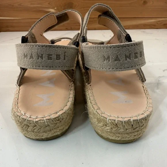 Manebi Suede Espadrille Hiking Sandals Hampton Dark Taupe EUR 39/ US 8.5 - Picture 7 of 9